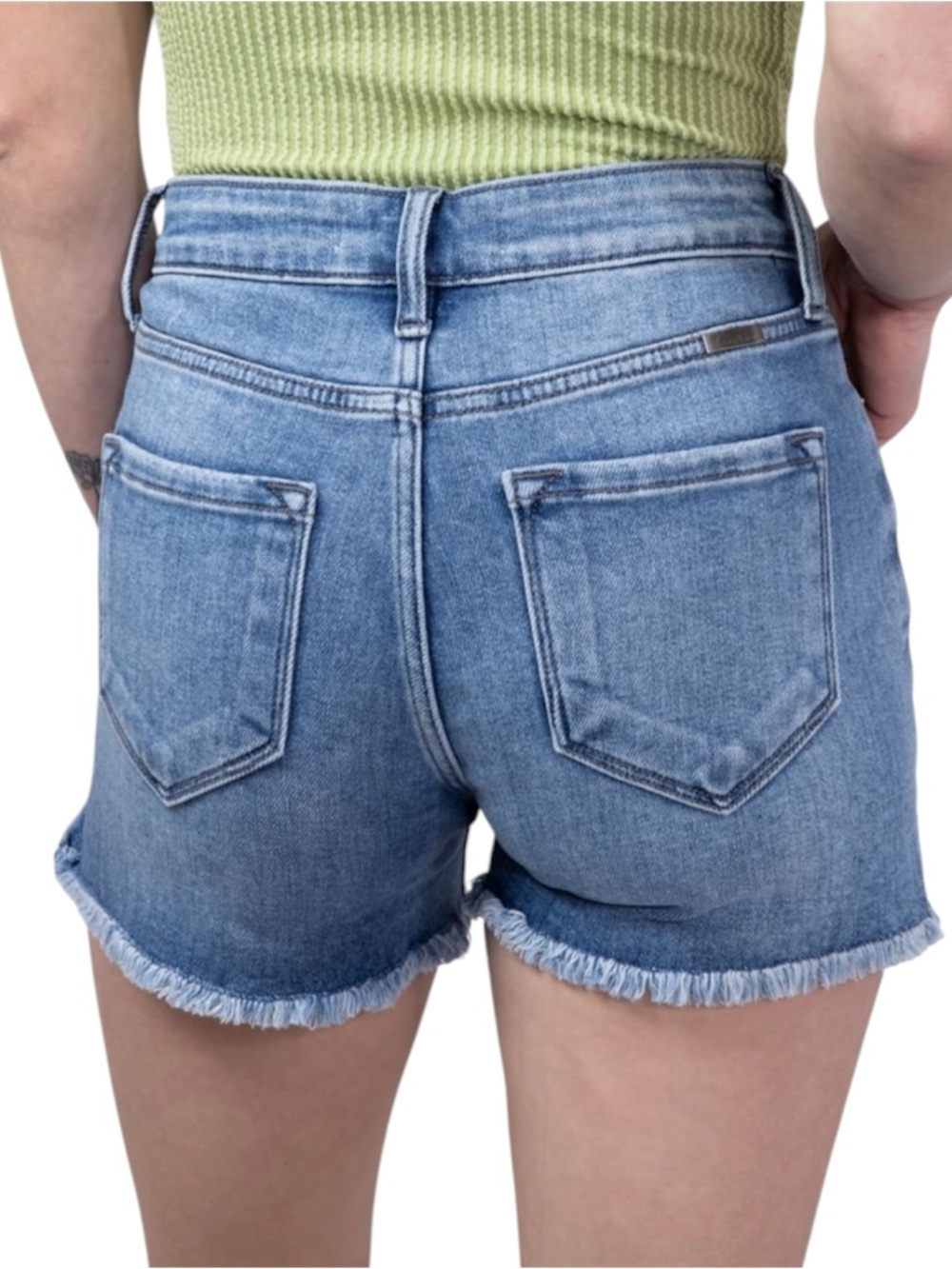 KanCan Classic High-Rise Frayed Hem Denim Shorts - Blue - Picture 2 of 7